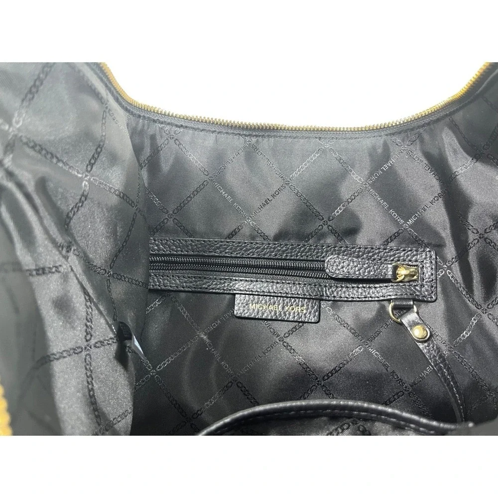 Michael‎ Kors Black Pebbled Leather Hobo Shoulder Bag Gold Hardware